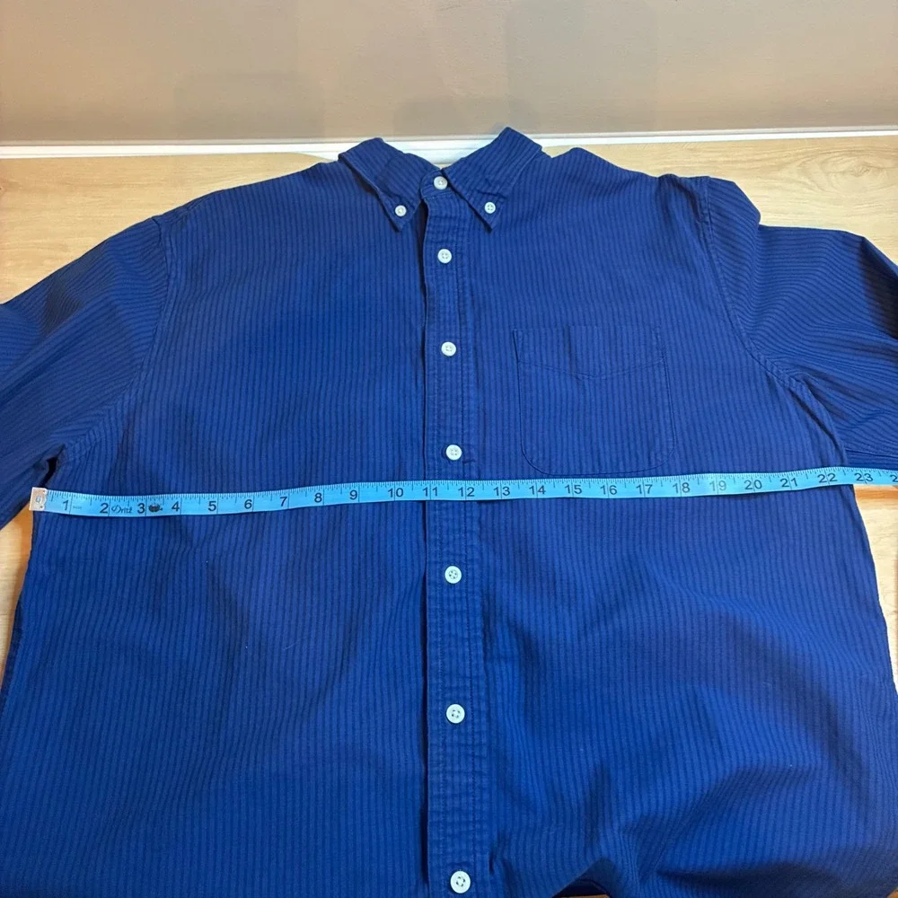 Banana Republic Organic Cotton Blue Pinstripe Button Down Shirt Mens Large L